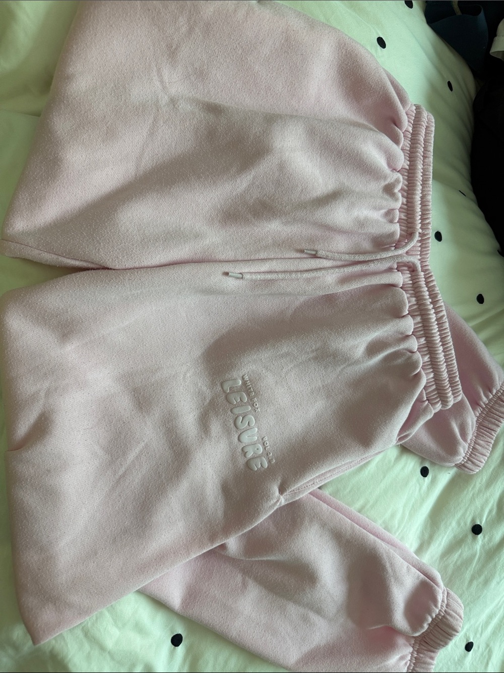White Fox Boutique Light Pink Embroidered Joggers